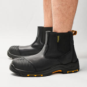 Botas de Seguridad L608 OEM ODM Impermeables de Cuero de Grano Completo, Color Negro, con Puntera de Material Compuesto, Corte Medio, Sin Metal, Botas de Trabajo Chelsea para Minería - Product Image 3