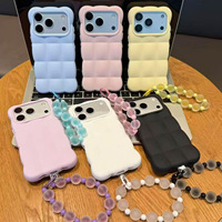 Coque de téléphone INS style coréen Macaron 3D Cloud Puffer en TPU pour iPhone 18 17 16 15 Pro Max avec cordon perlé antichoc