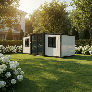 Maison mobile en verre entièrement meublée avec 3 chambres, 2 salles de bain, rangement extensible, sur roues - Product Image 1