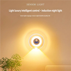 Magnetic Rechargeable <b>LED</b> Wall Lamp <b>Motion</b> <b>Sensor</b> Night <b>Light</b> 3-Color Dimmable Touch Remote Sconce with Clock for Bedroom - Product Image 6