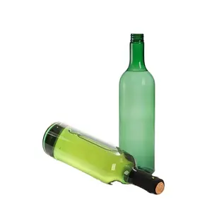 Leere 750 ml Weinflasche im Bordeaux-Stil, grüne Weinflasche mit langem Hals und Schraubverschluss