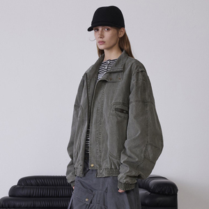 2025 Ladies High Street Blank Retro Vintage Work <strong>Jacket</strong> 100% Cotton Washed Zip up Heavy Canvas <strong>Chore</strong> <strong>Jacket</strong> - Product Image 1