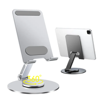 360 Derece Dönebilen Alüminyum Masaüstü Akıllı Telefon Standı, Ayarlanabilir Yükseklik, Çok Açılı Katlanabilir, iPad Uyumlu Telefon ve Tablet Tutucu