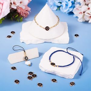 Abalorios de letras del alfabeto esmaltados de doble cara, conectores de aleación de oro de doble cara de la A a la Z para pulseras, collares y pendientes DIY - Product Image 2