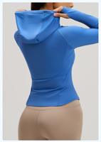 Chaqueta Deportiva con Capucha y Cierre para Mujer, con Orificios para Pulgares, Bolsillos, Corte Ajustado, para Yoga, Running y Deportes, 4 Colores