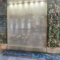 Fuente de Agua con Cortina de Cristal Solar, Cascada Artificial Decorativa de Acero Inoxidable para Jardín, Interior o Exterior
