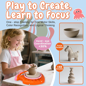 Per bambini Mini argilla che fa la ruota della ceramica con il pedale <span class=keywords><strong>del</strong></span> <span class=keywords><strong>piede</strong></span> polpo completo strumenti di ceramica Kit arti e mestieri rotella di ceramica elettrica - Product Image 2