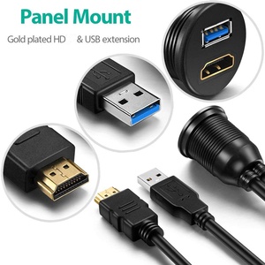 <span class=keywords><strong>Cable</strong></span> <span class=keywords><strong>de</strong></span> Extensión <span class=keywords><strong>de</strong></span> Alta Velocidad 5G USB2.0 3.0 <span class=keywords><strong>a</strong></span> HD <span class=keywords><strong>de</strong></span> Doble Puerto con Montaje en Panel, Resistente al Agua IP67, para Tablero <span class=keywords><strong>de</strong></span> Auto, Motocicleta y Barco - Product Image 3