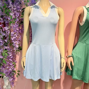 <span class=keywords><strong>Vestido</strong></span> Deportivo Corto sin Mangas con Cierre y Solapa en Color Contrastante 2026, Antiexposición, para Mujer - Product Image 6