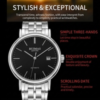 Montre mécanique automatique pour homme, verre saphir, bracelet en acier inoxydable, affichage de la date, montre de poignet quotidienne pour homme d'affaires