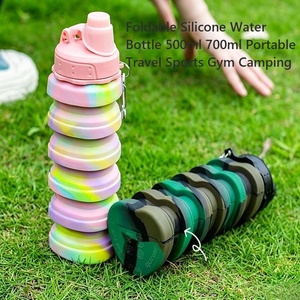 Bouteille pliable en silicone 500ml/700ml sans BPA, anti-fuite, à boire directement, compatible lave-vaisselle, idéale pour les voyages et le sport - Product Image 2