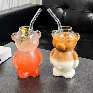 Insスタイル創造的なホウケイ酸透明なクマの形ガラス水カップガラスコーヒーマグ