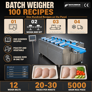 โรงงานอาหาร เครื่องชั่งลิเนียร์ อุตสาหกรรม สแตนเลส 304 บันทึก 100 สูตร ถาดซูเปอร์มาร์เก็ต สำหรับ สัตว์ปีก ผัก การจ่ายตามน้ำหนัก - Product Image 1