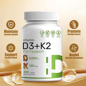 Vente en gros Capsules molles D3 + K2 Vitamine D3 + K2 Supplément Gélules OEM Supports de personnalisation - Product Image 2