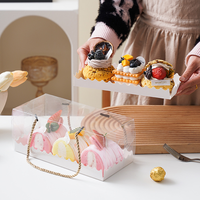Boîte à gâteau transparente en plastique avec poignée en corde, emballage jetable transparent pour la pâtisserie, idéale pour les anniversaires, les mariages et les boulangeries