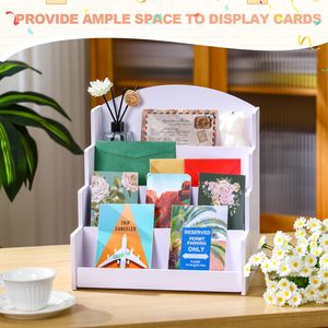 Présentoir blanc à quatre niveaux pour cartes de vœux, papeterie, organisateur de rangement de bureau, porte-cartes multicouche, porte-notes - Product Image 4