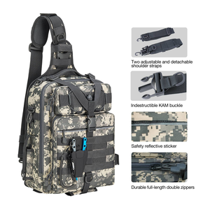 OEM <b>Tactical</b> Outdoor Fishing Backpack Zipper Polyester Waterproof Chest Pack <b>Vest</b> Bag for Hunting Climbing Cross Body Use - Product Image 3