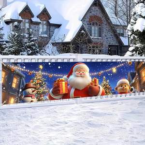 Bannière de Noël décorative extérieure avec Père Noël, <span class=keywords><strong>Bonhomme</strong></span> de neige et <span class=keywords><strong>Bonhomme</strong></span> en pain d'épices pour jardin, maison, clôture, <span class=keywords><strong>garage</strong></span>, cour - Product Image 1