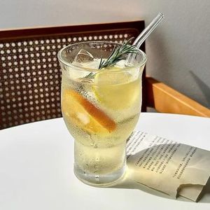 Wide Mouth Transparent Glass Cup 400ml 300ml Set For Beverages Juices Coffee Party Use Solid Color Design - Product Image 3