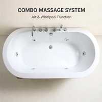 Baignoire autoportante en acrylique OEM ODM avec système de jets d'air pour spa et massage, certifiée CE, idéale pour projets hôteliers (vente en gros)