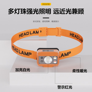 Linterna Frontal LED Xinyao G30 Naranja y Negra con Sensor Recargable de Alta Intensidad para Pesca, Senderismo y Actividades al Aire Libre - Product Image 1