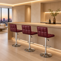 Chaise de bar pivotante réglable en cuir PU rouge résistant aux rayures, fabriquée en usine, chaise de bureau ergonomique