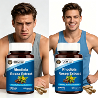 Complément Alimentaire Biologique à Base de Plantes OEM Rhodiola Rosea en Capsules Végétariennes pour le Stress, l'Énergie, l'Humeur, la Vitalité Quotidienne et la Détoxification