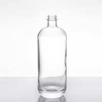 Bouteille à liqueur en verre clair personnalisée 500ml 700ml 750ml pour whisky, vodka, rhum, gin