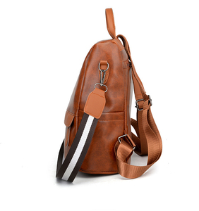 2022 Factory Wholesale Multifunctional Women Anti Theft Soft Leather <strong>Backpack</strong> Waterproof <strong>Brown</strong> Girl Shoulder School <strong>Backpack</strong> - Product Image 2