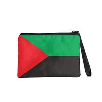 Dompet Koin Mini Beritsleting Motif Bendera Martinique, Bahan Kanvas Polyester Warna Campuran, Dompet Ganti Uang untuk Wanita
