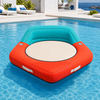 Île flottante gonflable personnalisée en PVC avec housse en tissu, centre en maille et porte-gobelets pour piscine