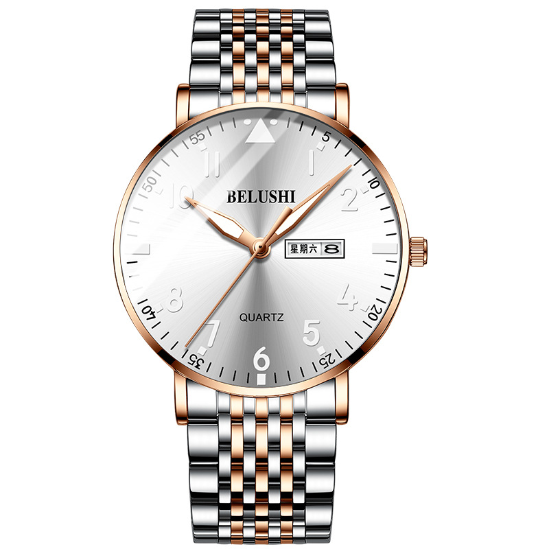B- 554 Ceinture en acier à surface blanche avec coque rose
