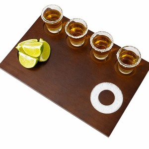 Bandeja de Madera para Tequila con Borde de Sal, Portavasos para Tequila, 8x11.8 Pulgadas, para Amantes del Tequila - Product Image 1