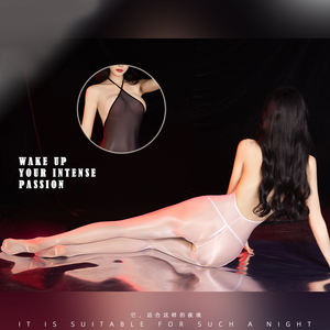 女式油光超薄真丝开裆透明吊带露背连体裤透气连体袜 6435 - Product Image 5