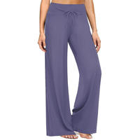 Pantalon large personnalisé pour femme, taille haute, imprimé, respirant, devant plat avec poches, cordon de serrage plat