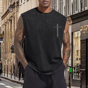 FOXA Gym Tank <b>Top</b> Men Vintage Bible Verse <b>Cross</b> Graphic Sleeveless Muscle Shirt Acid Wash 100% Cotton Breathable - Product Image 2
