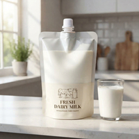 Pochette à bec verseur haute barrière PA/PE avec bouchon à vis pour l'emballage de produits laitiers liquides, de lait et de boissons
