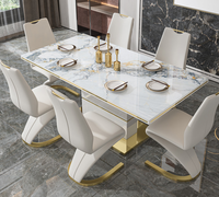 Zeitgenössische Esszimmermöbel Gold Edelstahl Luxus-Esstisch für Zuhause Hotel Restaurant