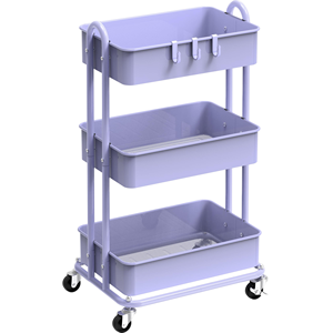 Multi Functional 3-layer Metal Modern Durable Non-folding <b>Storage</b> Rack Movable Floor Handcart Snack <b>Kitchen</b> Rolling Handcart - Product Image 1