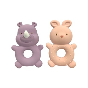 Anneau de dentition pour bébé en caoutchouc naturel Jouet de bain pour bébé à mâcher en jouant aux douleurs des gencives douloureuses - Product Image 2