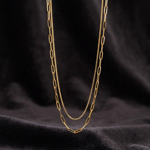 18K Gold Plated Trendy Unisex Customizable Charm Layered Snake <b>Chain</b> Paperclip Necklace for Wedding Engagement Party Gift - Product Image 2