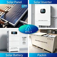 Système solaire hybride 2,4 kW avec logo personnalisé, batterie LiFePO4 24 V, onduleur MPPT, kit PV pour usage domestique et commercial, service OEM, garantie 25 ans