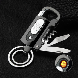 Multifunctional Electric Cigarette <b>Lighter</b> Keychain <b>Lighter</b> With Led Knife and Bottle Opener - Product Image 1