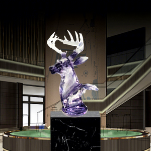 Ornement en résine tête de cerf en cristal 500x300x750mm Décoration moderne pour la maison Art abstrait Décoration d'entrée - Product Image 3