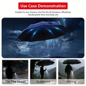 Wholesale 3 <b>Fold</b> Umbrella Fully Automatic Sunscreen Sunshade Sun Umbrella Dual Use with LED Flashlight for Business - Product Image 4