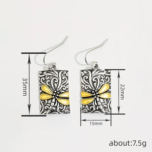 Orecchini Vintage a Forma di Libellula Bicolore per Donne, Gioielli di Moda Ispirati alla Natura - Product Image 4