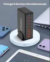 Cargador GaN de 268W con 8 Puertos USB C, Estación de Carga Rápida, Adaptador de Escritorio PD 3.0 QC 3.0 para Laptop y PC