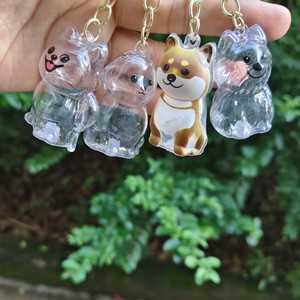迷你卡通狗宠物骨灰盒项链透明宠物毛发收纳钥匙扣纪念吊坠用于骨灰纪念品疗愈纪念 - Product Image 1