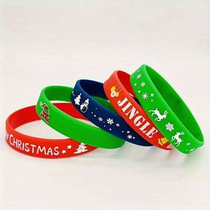 Christmas Bracelet Printed Cartoon Pattern Holiday Party <b>Creative</b> Silicone Wristband Custom Logo - Product Image 2