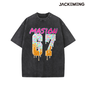T-shirt Oversize in Cotone Lavato con Stampa Citazione a Tema Moderno, Stile Retrò Streetwear Casual, Magazzino USA, Vendita all'Ingrosso - Product Image 4